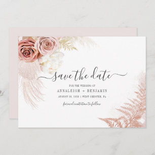 Elegante Pampas Grass Terracotta Wedding Save The Date