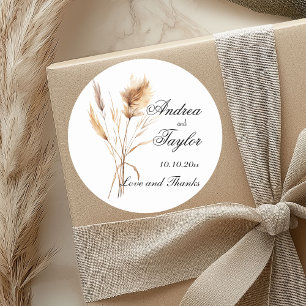 Elegante Pampas Grass Wedding Runder Aufkleber