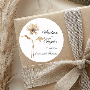 Elegante Pampas Grass Wedding Runder Aufkleber