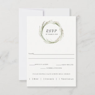 Elegante Pampas Grass Wreath Wedding RSVP Card Karte
