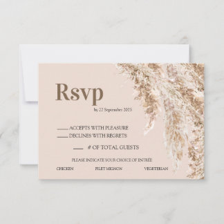 Elegante Pampasgras-Antwortkarte RSVP Karte