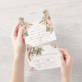 Elegante Pampasgras auf einer Hochzeit All In One Einladung