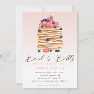 Elegante Pancakes Pink Bridal Brunch Einladung
