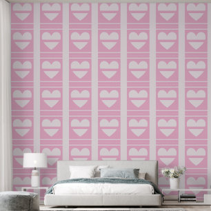 Elegante Panels aus weichem Halbherz, rosa Tapete
