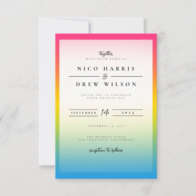Elegante Pansexual Pride Wedding Einladung (Vorderseite)