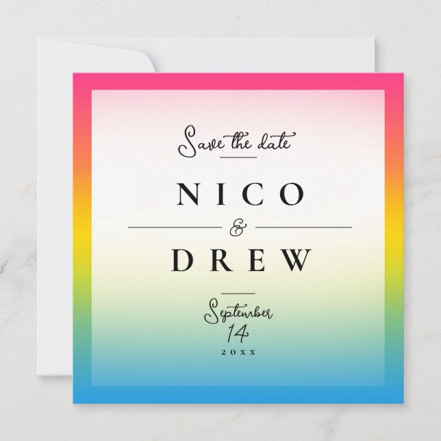 Elegante Pansexual Pride Wedding Save The Date (Vorderseite)