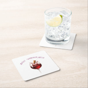 Elegante Papier-Servietten mit Wein-Spritzer "Love Rechteckiger Pappuntersetzer