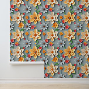 Elegante Papierblätter: 3D Floral Wonderland Tapete