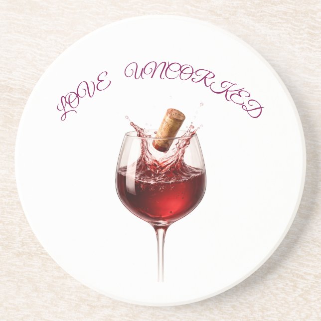 Elegante Papiertücher mit Wein-Spritzer "Love Unco Getränkeuntersetzer (Vorne)