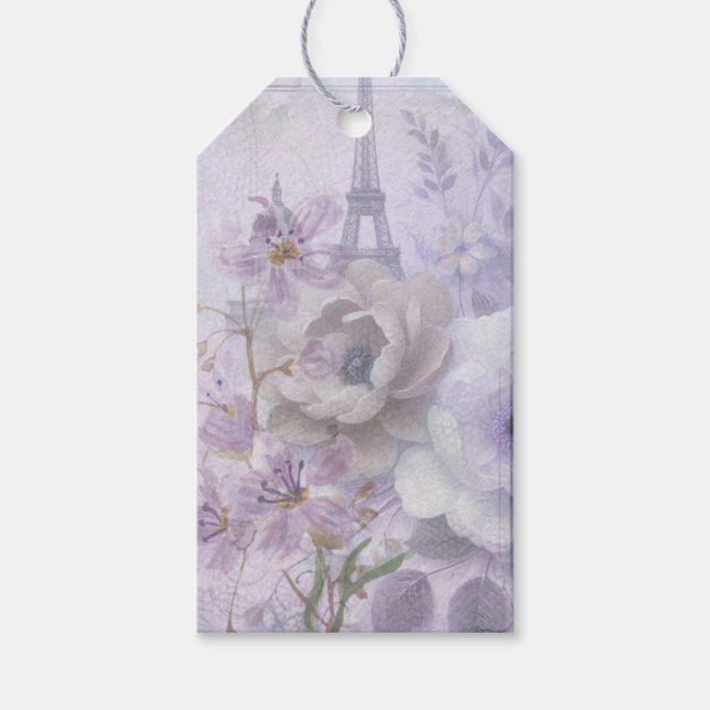Elegante Pariser Geschenketiketten mit Vintagem Ch Geschenkanhänger (Vorderseite)