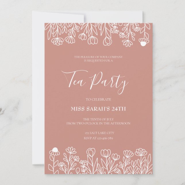 Elegante Party Einladung Blush (Vorderseite)