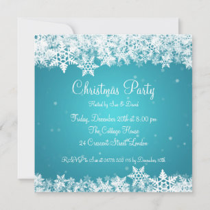 Elegante Party Einladung Winterschneeflocken Blau