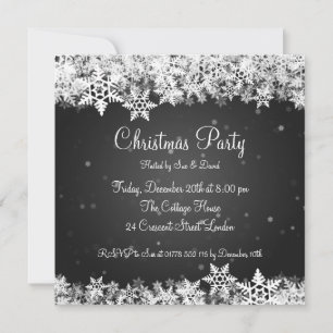 Elegante Party Einladung Winterschneeflocken Schwa