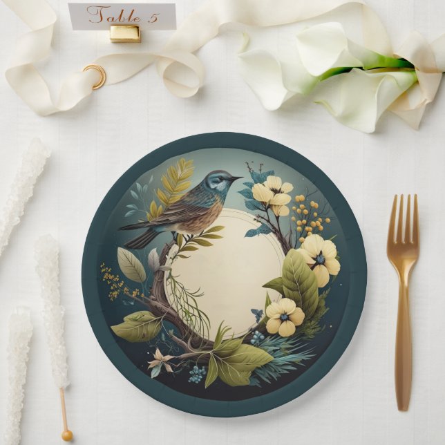 Elegante Party Pappteller mit Naturmotiv (Hochzeit)