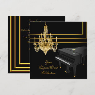 Elegante Party Piano Lüster Gold Champagner Einladung