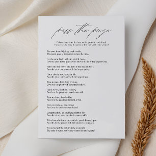 Elegante Pass the Prize Brautparty Game Card Einladung