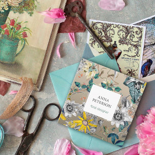 Elegante Passion-Blume auf Silbergrau Quadratische Visitenkarte