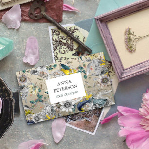 Elegante Passion-Blume auf Silbergrau Visitenkarte