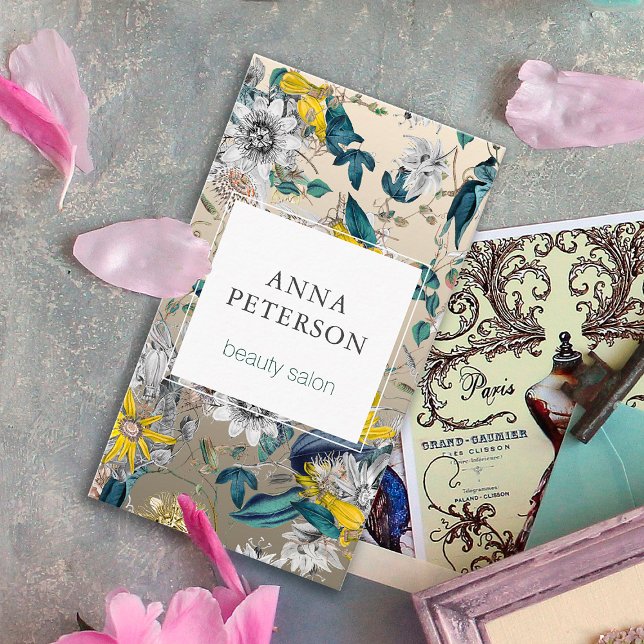 Elegante Passion Blume Silver Gray Square Beauty Visitenkarte (Von Creator hochgeladen)