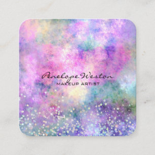 Elegante Pastel Abstrakt mit Silver Glitzer Quadratische Visitenkarte