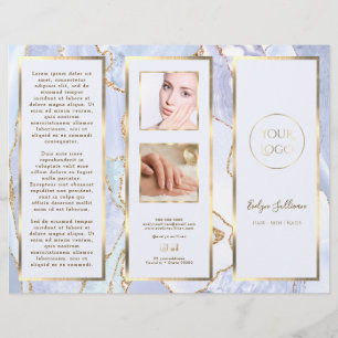 Elegante Pastel Blue and Gold Agate Broschüre