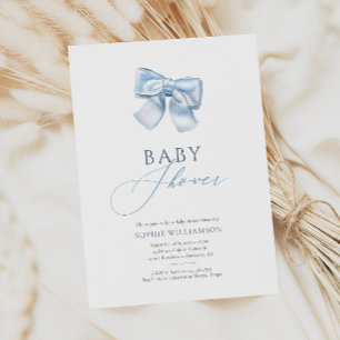 Elegante Pastel Blue Coquette Bow Baby Shower Einladung