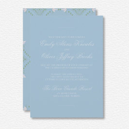 Elegante Pastel Blue Tone auf Tone Diamond Wedding Einladung