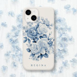 Elegante Pastel Blue Watercolor Rose Personalisier Case-Mate iPhone 14 Hülle<br><div class="desc">Duschfarbene Rosen,  Blüten und Blätter in Aquarellfarbe auf antikem weißem Hintergrund mit Textfeldern für Ihren Namen,  Initialen oder Monogramm.</div>