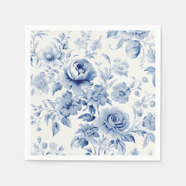 Elegante Pastel Blue Watercolor Rose Serviette (Vorderseite)