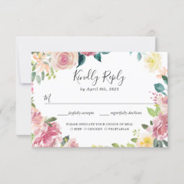 Elegante Pastel Blush Garden Floral Wedding RSVP Karte