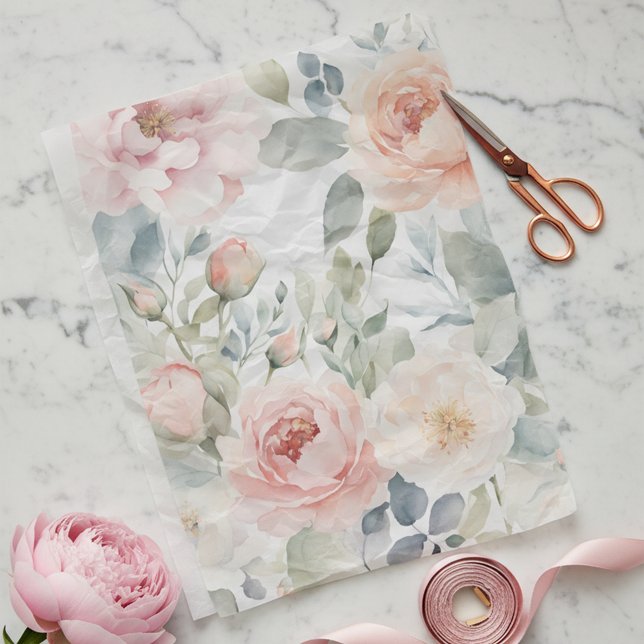 Elegante Pastel Blush Peony Blume Seidenpapier (Von Creator hochgeladen)