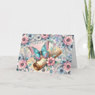 Elegante Pastel Floral Butterfly Note Card Feiertagskarte