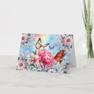 Elegante Pastel Floral Butterfly Note Card Feiertagskarte