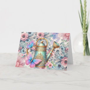 Elegante Pastel Floral Butterfly Note Card Feiertagskarte
