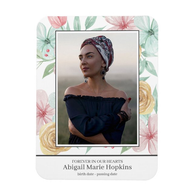 Elegante Pastel floral Love Memory Beerdigung Magnet (Vertikal)