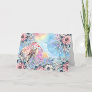 Elegante Pastel Floral Safari Vogelnotentabelle Feiertagskarte