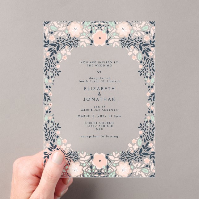 Elegante Pastel Floral Wedding Acryleinladungen (Insitu (Handheld))