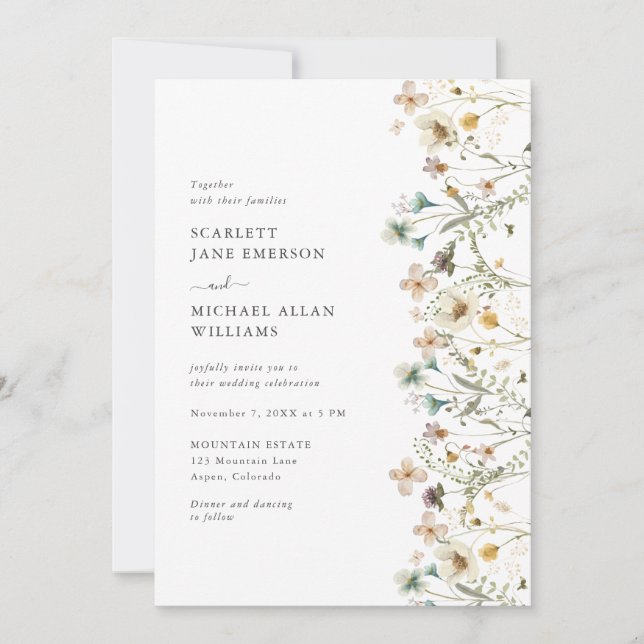 Elegante Pastel Floral Wedding Einladung (Vorderseite)