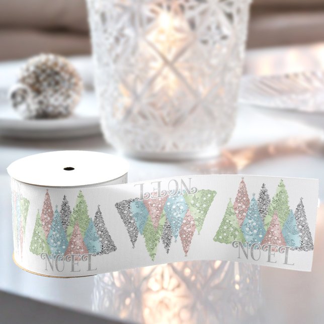 Elegante Pastel Glitzer Bäume Weihnachten Ripsband (Elegant Pastel Glitter Trees Christmas Grosgrain Ribbon)
