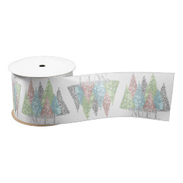 Elegante Pastel Glitzer Bäume Weihnachten Satinband