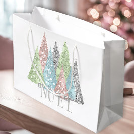Elegante Pastel Glitzer Weihnachtsbaumtasche Große Geschenktüte