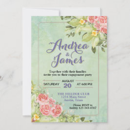 Elegante Pastel Green Floral Engagement Party Einladung