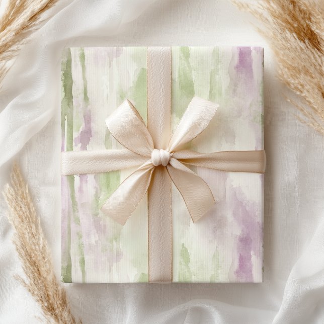 Elegante Pastel Green Pink Wasserfarbe Moderne Geschenkpapier (Von Creator hochgeladen)