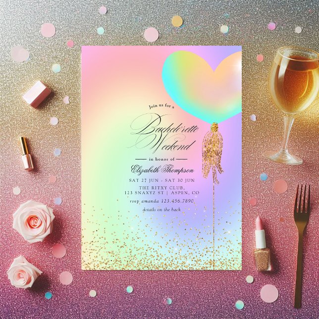 Elegante Pastel Imitats Glitzer Bachelorette Einladung (Elegant Pastel Faux Glitter Bachelorette Weekend Invitation)