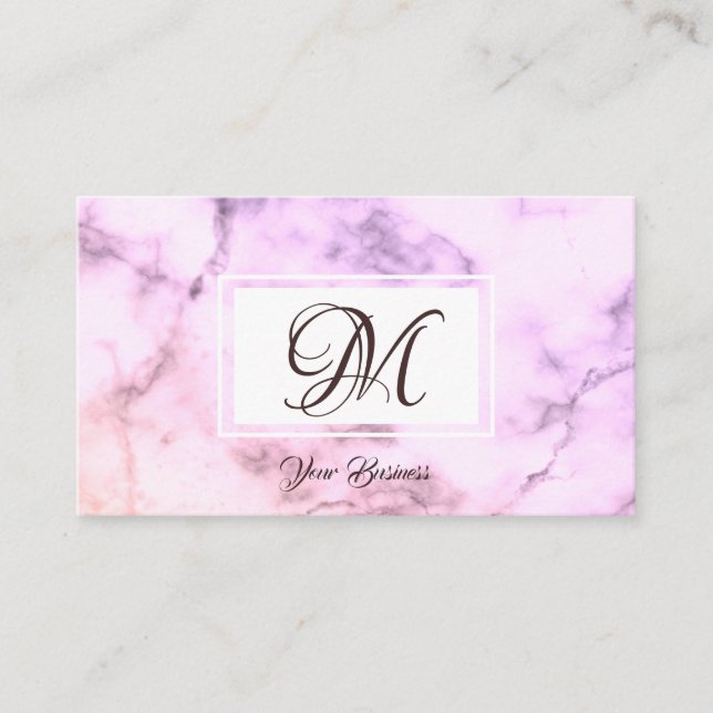Elegante Pastel Lila Marble Stilftiges Monogramm Visitenkarte (Vorderseite)