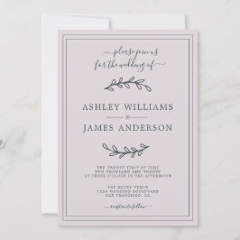 Elegante Pastel Lila Wedding Einladung