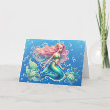 Elegante Pastel Mermaid & Sea Turtles Note Card