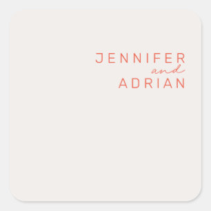 Elegante Pastel Minimal Weiß und Rot Moderner Stil Quadratischer Aufkleber