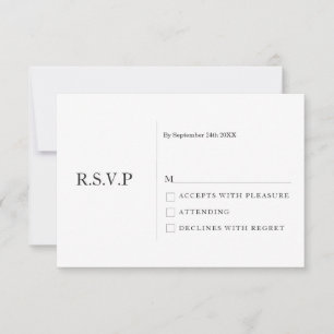 Elegante Pastel Minimal White Modern Wedding RSVP Einladung