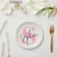 Elegante Pastel Monogram Personalisiert Paper Tell